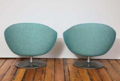 Gastone Rinaldi Pair of Swivel Lounge Chairs by Gastone Rinaldi in Turquoise Tweed 1970 Italy - 1603931