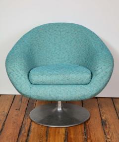 Gastone Rinaldi Pair of Swivel Lounge Chairs by Gastone Rinaldi in Turquoise Tweed 1970 Italy - 1603941