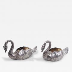 Gebr der Neumann Pair of German Silver Swans with Hinged Wings by Gebr der Neumann - 3778540