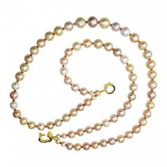 Gemjunky Double Strand Necklace of Peachy Pearls with Orange Sapphires - 1825666