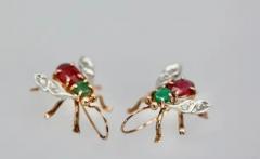 Gemstone 14K Yellow Gold Fly Earrings - 3455281