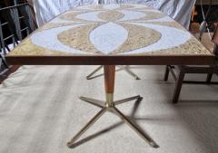 Genaro Alvarez Mosaic Dining Table Writing Desk Gold and Marble Tile Bronze Bases circa 1958 - 1236689