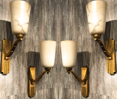 Genet Michon exceptional quality gold bronze and alabaster 4 sconces - 2141313