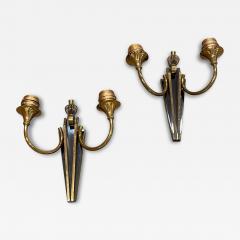 Genet et Michon 1940s Pair of bronze sconces by Genet Michon - 4583327