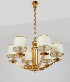 Genet et Michon Elegant Six Branch Bronze Chandelier France 1950s - 4009569