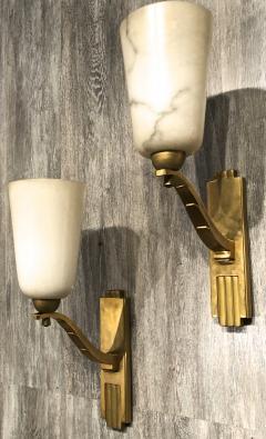 Genet et Michon Genet Michon exceptional quality gold bronze and alabaster 4 sconces - 1205533