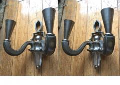 Genet et Michon Genet Michon rare refined pair of solid silvered bronze sconces - 819191