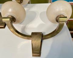 Genet et Michon Genet Michon refined bronze and alabaster pair of sconces - 3099937