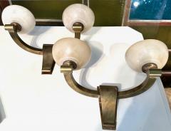 Genet et Michon Genet Michon refined bronze and alabaster pair of sconces - 3099939