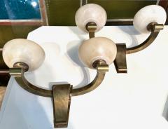 Genet et Michon Genet Michon refined bronze and alabaster pair of sconces - 3099940