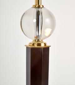 Genet et Michon Gun Metal Bronze Floor Lamp with Hexagonal Shaft France 1950s - 4515435