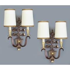 Genet et Michon Important Pair of Bronze Genet et Michon Sconces 1950s - 1306590