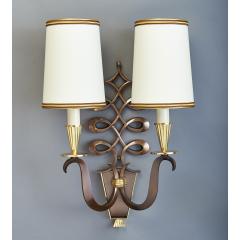 Genet et Michon Important Pair of Bronze Genet et Michon Sconces 1950s - 1306592