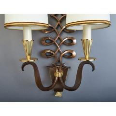 Genet et Michon Important Pair of Bronze Genet et Michon Sconces 1950s - 1306657