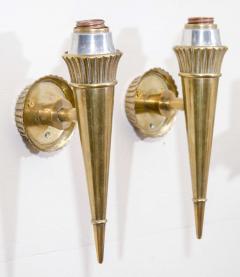 Genet et Michon Pair of Vintage Bronze Sconces Attributed to Genet and Michon France 1950s - 794233