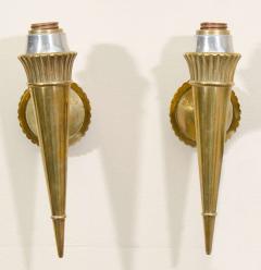 Genet et Michon Pair of Vintage Bronze Sconces Attributed to Genet and Michon France 1950s - 794234