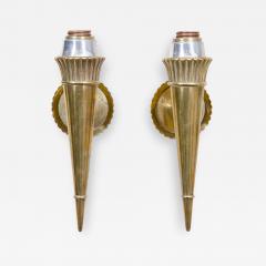 Genet et Michon Pair of Vintage Bronze Sconces Attributed to Genet and Michon France 1950s - 795059