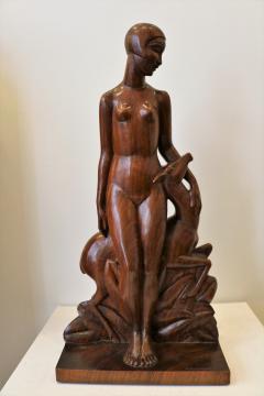Genevi ve Granger Diane Art De co Woodcarving Sculpture by Genevie ve Granger France circa 1930 - 923095