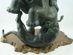 Genryusai Seiya Japanese Meiji Genryusai Seiya Bronze Elephant and Tigers - 3005828