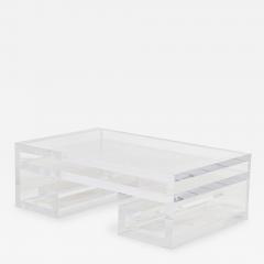 Geoffrey Bradfield GEOFFREY BRADFIELD American Contemporary Greek Key Shaped Lucite Coffee Table - 4279162