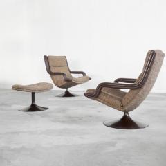 Geoffrey Harcourt Geoffrey Harcourt Pair of F152 Lounge Chairs with Ottoman for Artifort 1975 - 4528626