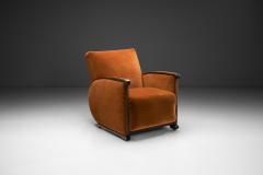 Geometric Armchair with Orange Upholstery Europe First half of the 20th Century - 4454924