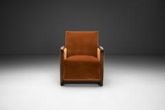 Geometric Armchair with Orange Upholstery Europe First half of the 20th Century - 4454925
