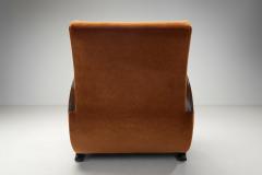 Geometric Armchair with Orange Upholstery Europe First half of the 20th Century - 4454930