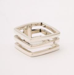 Geometric Modernist Sterling Silver Square with Diamond Ring - 4270207