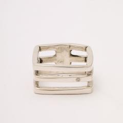 Geometric Modernist Sterling Silver Square with Diamond Ring - 4270208