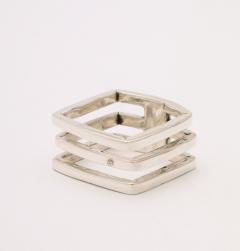 Geometric Modernist Sterling Silver Square with Diamond Ring - 4270209