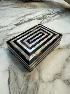 Geometric Mother of Pearl and Horn Inlay Decorative Box - 4380082
