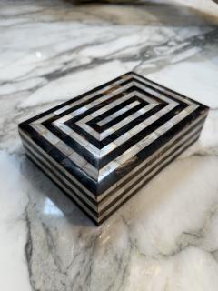 Geometric Mother of Pearl and Horn Inlay Decorative Box - 4380085