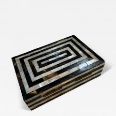Geometric Mother of Pearl and Horn Inlay Decorative Box - 4383241