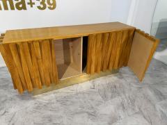 Geometric Wood Credenza with Brass Base - 4203225