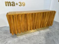 Geometric Wood Credenza with Brass Base - 4203226