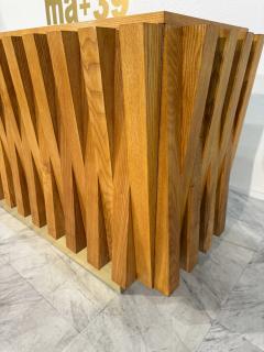 Geometric Wood Credenza with Brass Base - 4203234