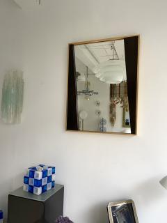 Geometrical Wood and Brass Mirror Italy 1970s - 2301659