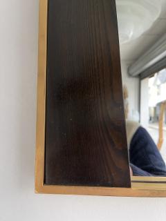 Geometrical Wood and Brass Mirror Italy 1970s - 2301660
