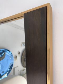 Geometrical Wood and Brass Mirror Italy 1970s - 2301661