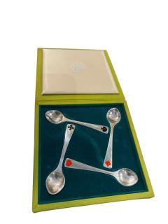Georg Jensen 1930s Sterling silver and enamel set of spoons by Georg Jensen - 4590989