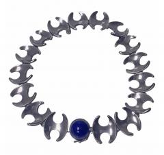 Georg Jensen 1950s Georg Jensen Henning Koppel Sterling Lapis Necklace - 2395662