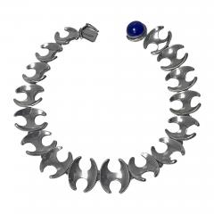 Georg Jensen 1950s Georg Jensen Henning Koppel Sterling Lapis Necklace - 2395699