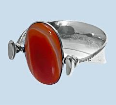 Georg Jensen 1960s Georg Jensen Sterling Red Agate Bangle Vivianna Torun - 2526745