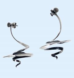 Georg Jensen 1980s Georg Jensen Vivianna Torun Sterling Silver large Earrings No 369 - 3950180