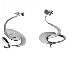 Georg Jensen 1980s Georg Jensen Vivianna Torun Sterling Silver large Earrings No 369 - 3950185