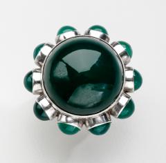 Georg Jensen Danish Modern Georg Jensen Ring No 166 with Green Agate by Astrid Fog - 291870