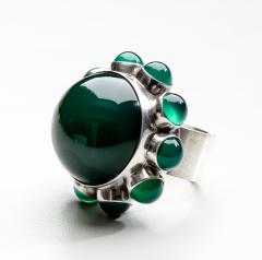 Georg Jensen Danish Modern Georg Jensen Ring No 166 with Green Agate by Astrid Fog - 291871