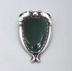 Georg Jensen Early Georg Jensen Brooch No 31 with Chrysoprase - 420747