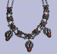 Georg Jensen Early Georg Jensen rare design Silver Coral Necklace C 1914 - 1096666